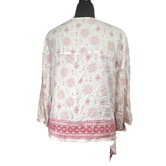 Torrid Boho White & Pink‎ Border Print Open Front Twill Jacket Plus Size 1X A001 - Picture 4 of 13